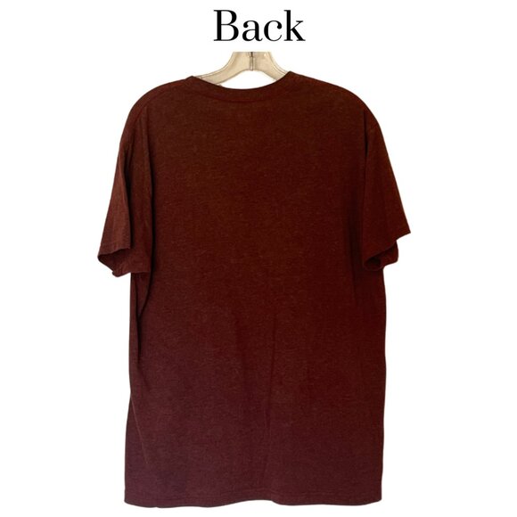 EUC Men's graphic Tshirt Large Maroon red Cotton Poly blend Rock Paper Scissors - Picture 2 of 4